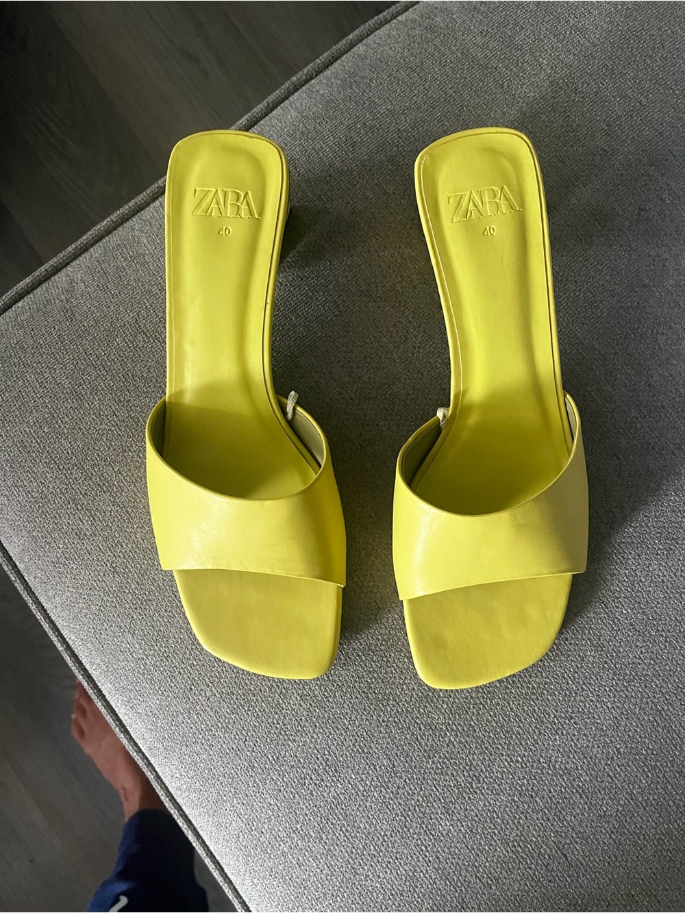 ZARA Bright Yellow Leather Slide Mules